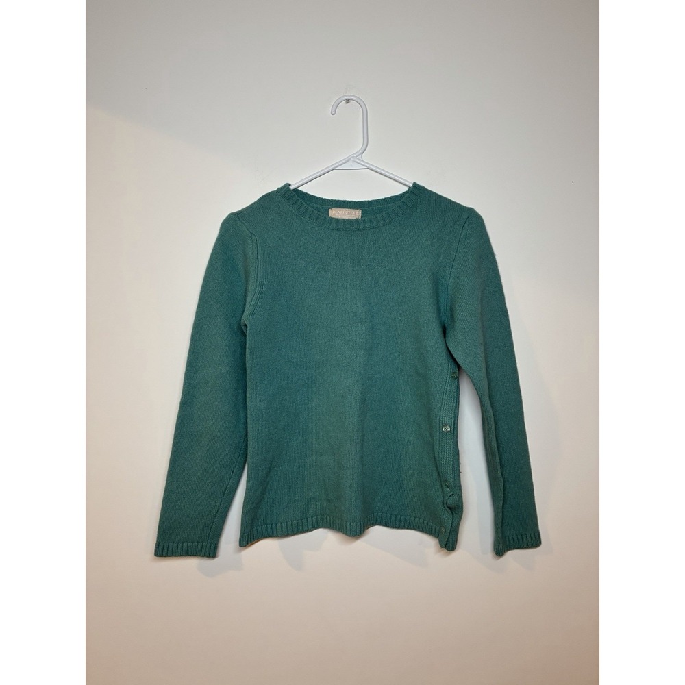 Benedetta B Wool Blend Sweater Italy Women's Sz M Teal Luxury Side Buttons